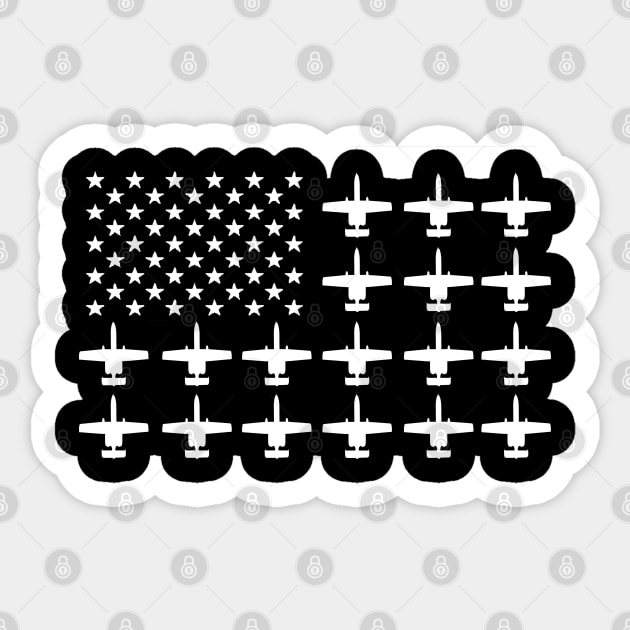 A-10 Warthog US Flag Sticker by Dirty Custard Designs 